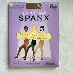 SPANX All the Way Full Length Shapewear Pantyhose Nude Beige Size B